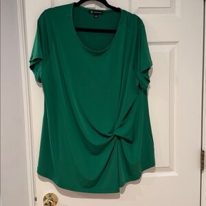 INC Green Short Sleeve Top with Knot Detail